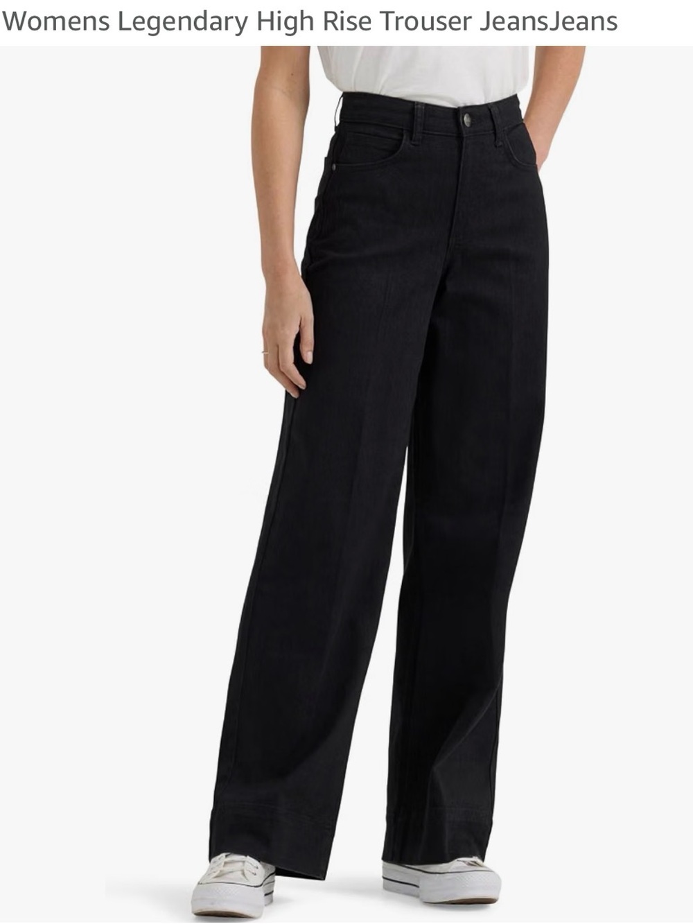 Lee Womens High-Rise Wide-Leg Jeans - Black